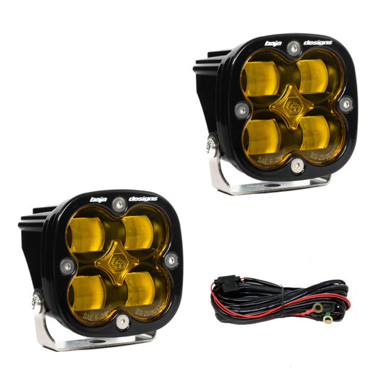 Baja Designs Squadron SAE LED Auxiliary Light Pod Pair - Amber - Burkken Auto Parts