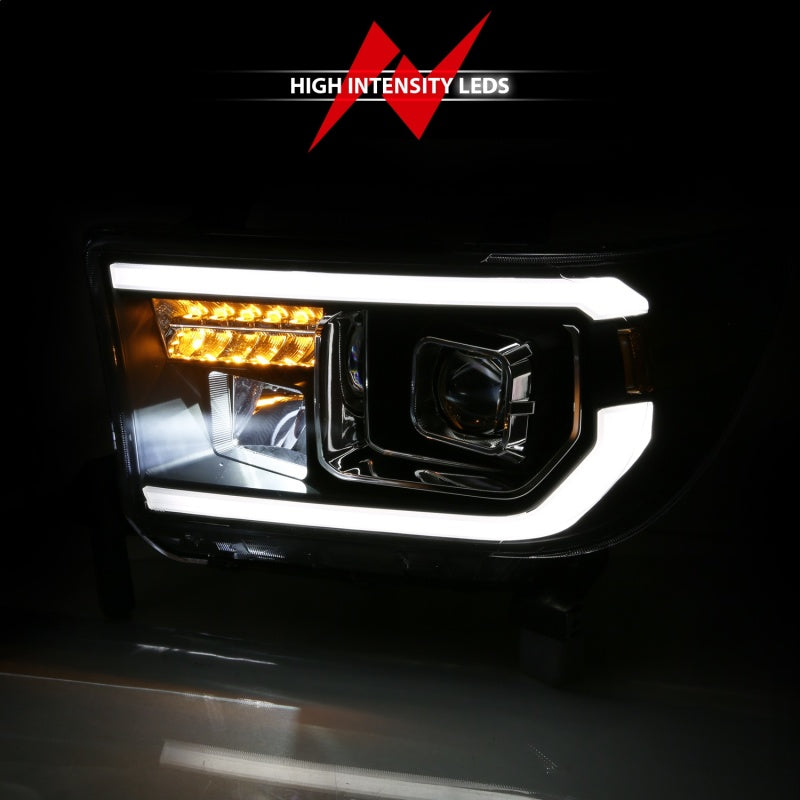 ANZO 2007-2014 Toyota Tundra Projector Light Bar H.L Black Amber(Led High Beam) (Halogen Version) - Burkken Auto Parts