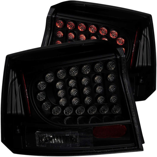 ANZO 2006-2008 Dodge Charger LED Taillights Dark Smoke - Burkken Auto Parts
