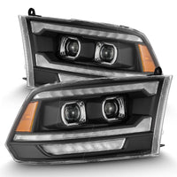 AlphaRex 09-18 Dodge Ram 2500 LUXX LED Proj Headlights Plank Style Blk w/Activ Light/Seq Signal/DRL - Burkken Auto Parts