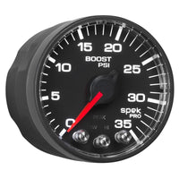 Autometer Spek-Pro Gauge Boost 2 1/16in 35psi Stepper Motor W/Peak & Warn Black/Black - Burkken Auto Parts