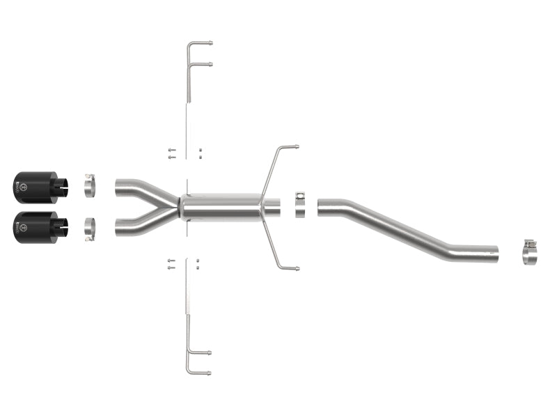 aFe Takeda 2.5in 304SS Axle-Back Exhaust System 17-19 Honda Civic Type R L4-2.0L (t) - Black Tip - Burkken Auto Parts