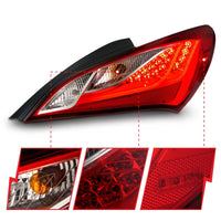 ANZO 2010-2013 Hyundai Genesis LED Taillights Red/Clear - Burkken Auto Parts