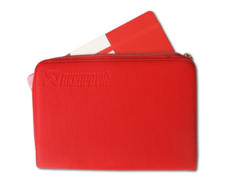 Akrapovic Leather Zip Notebook (S) - Red - Burkken Auto Parts