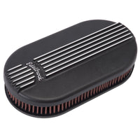 Edelbrock Air Cleaner Classic Series Oval Aluminum Top Cloth Element 17 5In X 9 35In X 3 9In Black - Burkken Auto Parts