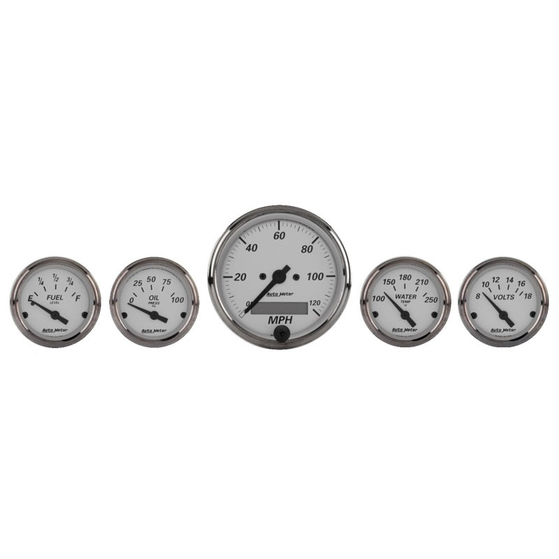 Autometer American Platinum 5 Piece Kit (Elec Speed/Oil Press/Water Temp/Volt/Fuel Level) - Burkken Auto Parts