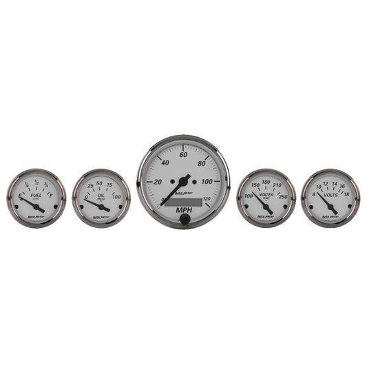 Autometer American Platinum 5 Piece Kit (Elec Speed/Oil Press/Water Temp/Volt/Fuel Level) - Burkken Auto Parts