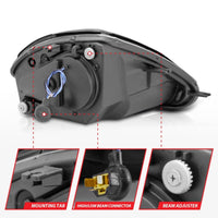 ANZO 2000-2005 Mitsubishi Eclipse Projector Headlights w/ Halo Black - Burkken Auto Parts