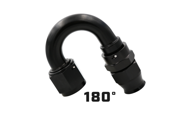 Aeromotive PTFE Hose End - AN-08 - 180 Deg - Black Anodized - Burkken Auto Parts