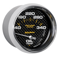 Autometer Marine Carbon Fiber Electric Oil Temperature Gauge 2-5/8in 140-300 Deg F - Burkken Auto Parts