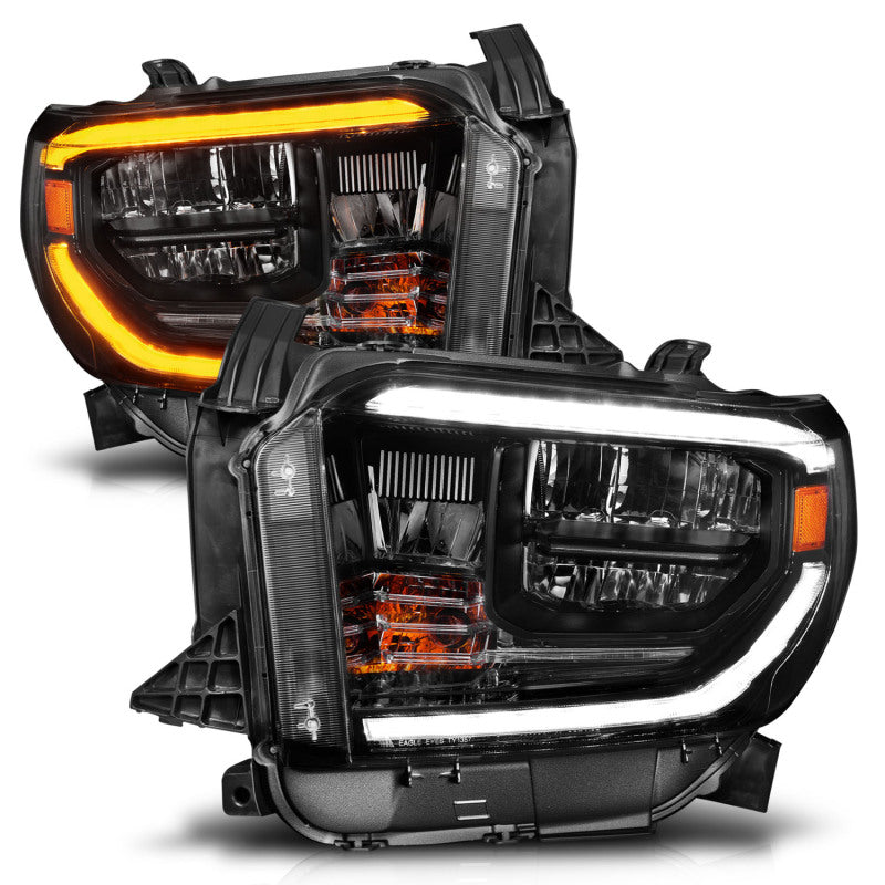 ANZO 2014-2017 Toyota Tundra LED Crystal Headlights w/ Switchback Black Housing w/ DRL - Burkken Auto Parts