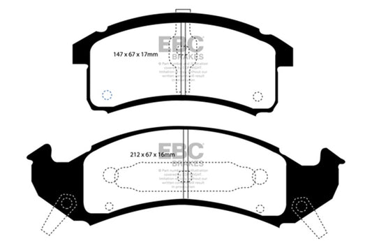 EBC 92-93 Buick Le Sabre (FWD) 3.8 Redstuff Front Brake Pads - Burkken Auto Parts