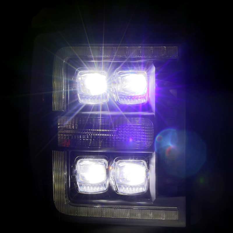 AlphaRex 11-16 Ford F-350 SD NOVA LED Proj Headlights Plank Style Alpha Blk w/Activ Light/Seq Signal - Burkken Auto Parts