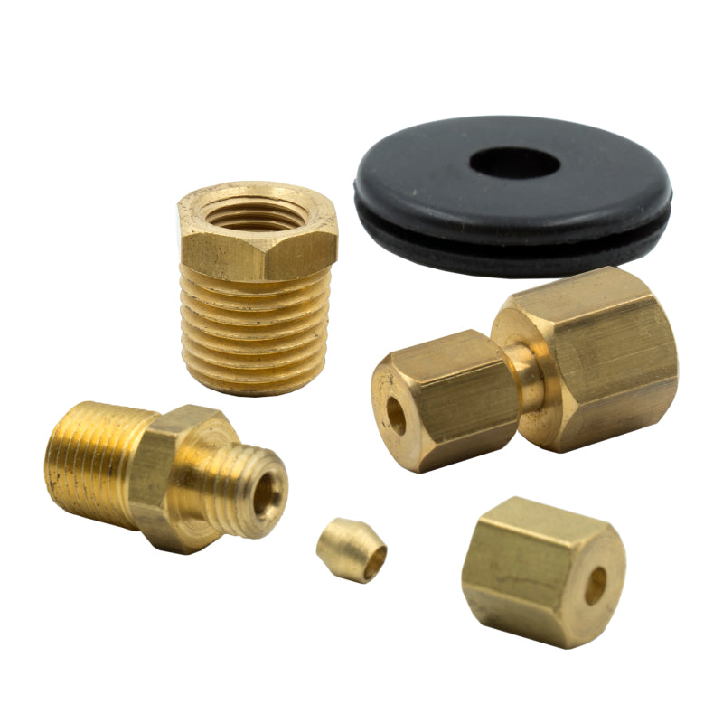 Autometer 1/8in NPTF Compression to 1/8in Line Brass Fitting Kit - Burkken Auto Parts