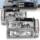 ANZO 88-98 Chevrolet C1500 Crystal Headlights Chrome w/ Signal and Side Marker Lights - Burkken Auto Parts