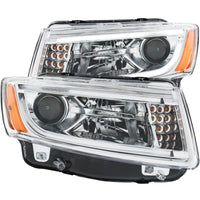 ANZO 2014-2015 Jeep Grand Cherokee Projector Headlights w/ Plank Style Design Chrome - Burkken Auto Parts