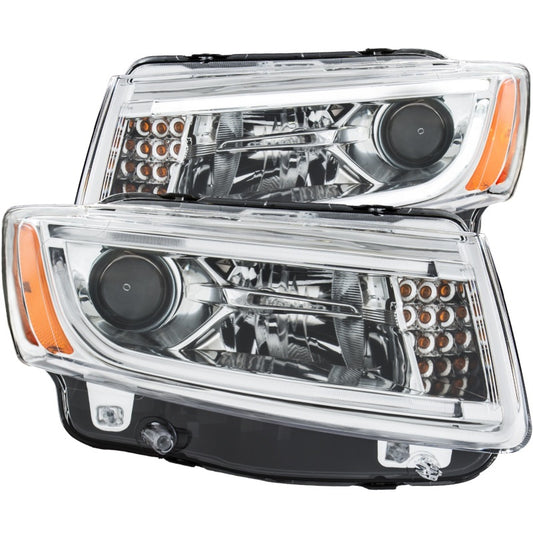 ANZO 2014-2015 Jeep Grand Cherokee Projector Headlights w/ Plank Style Design Chrome - Burkken Auto Parts
