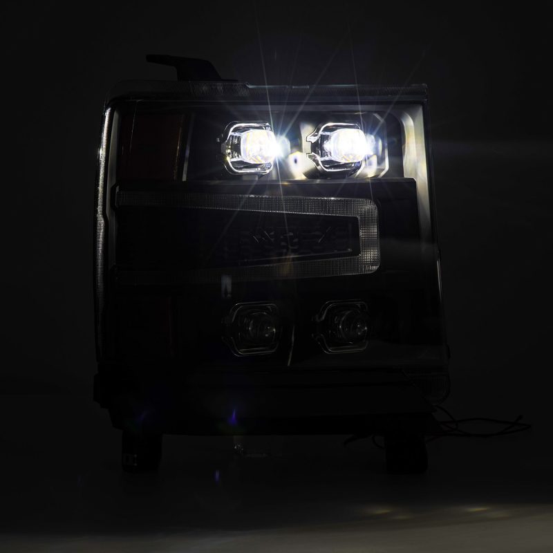 AlphaRex 16-18 Chevy 1500HD NOVA-Series LED Proj Headlights BK w/Actv Lgt/SeqSig & DRL (Req 810023) - Burkken Auto Parts