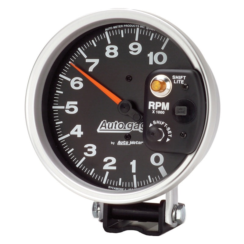 Autometer AutoGage 5in / 10k RPM / Pedestal Mount Black Tachometer w/ Shift Light - Burkken Auto Parts