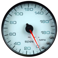 Autometer Spek-Pro Gauge Speedometer 5in 180 Mph Elec. Programmable White/Black - Burkken Auto Parts