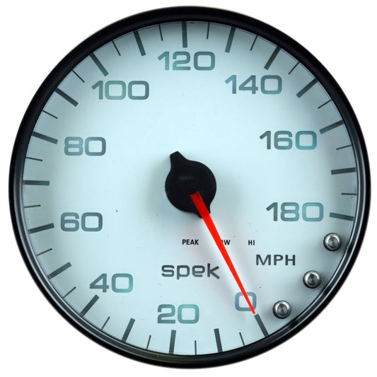 Autometer Spek-Pro Gauge Speedometer 5in 180 Mph Elec. Programmable White/Black - Burkken Auto Parts