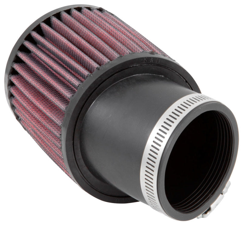 K&N Filter Universal Rubber Round Straight Filter 20 Deg Angled 2-7/16in Flange 3-3/4in OD 4in H - Burkken Auto Parts