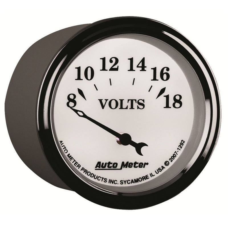 AutoMeter Gauge Voltmeter 2-1/16in. 18V Elec Old Tyme White II - Burkken Auto Parts