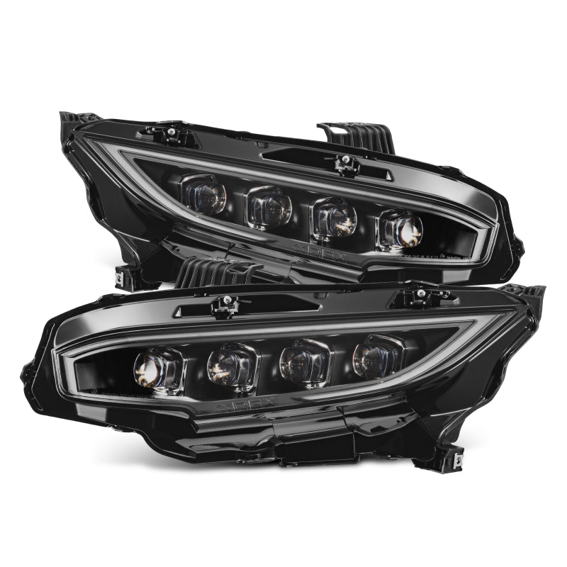 AlphaRex 16-21 Honda Civic NOVA-Series LED Proj Headlights Blk w/Activation Light & Seq.Sig / SB DRL - Burkken Auto Parts
