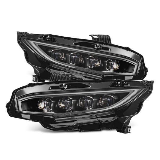 AlphaRex 16-21 Honda Civic NOVA-Series LED Proj Headlights Blk w/Activation Light & Seq.Sig / SB DRL - Burkken Auto Parts