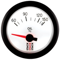 Autometer Stack 52mm 60-150 Deg C M10 Male Electric Oil Temp Gauge - White - Burkken Auto Parts