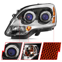 ANZO 2007-2008 GMC Acadia Crystal Headlight Chrome Amber(OE) - Burkken Auto Parts