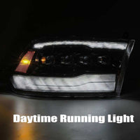 AlphaRex 09-18 Dodge Ram 1500HD NOVA LED Projector Headlights Plank Style Design Gloss Black w/DRL - Burkken Auto Parts