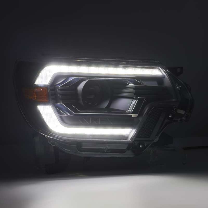 AlphaRex 12-15 Toyota Tacoma PRO-Series Projector Headlights Plank Style Alpha Black w/DRL - Burkken Auto Parts