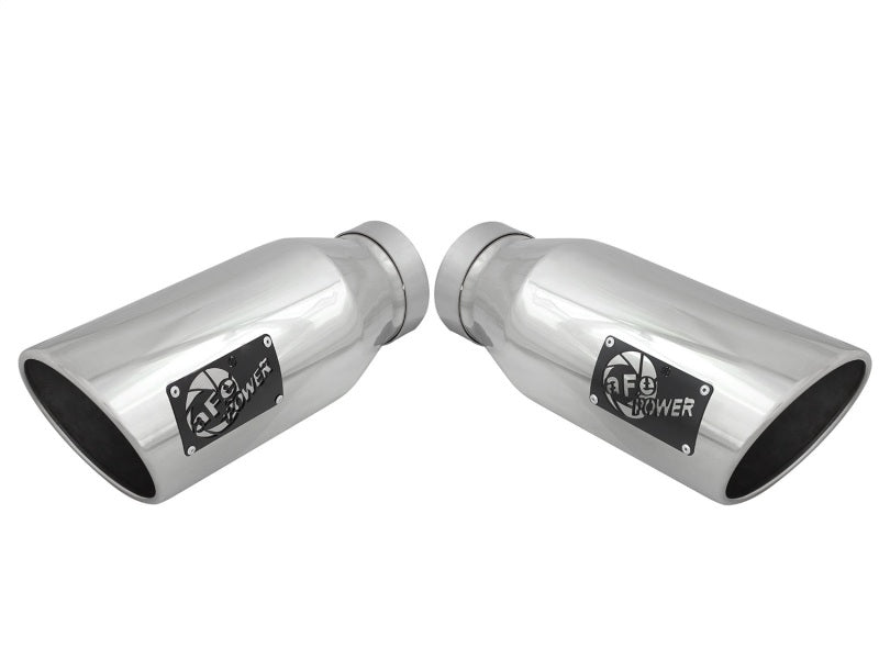 aFe MACH Force-XP 304 SS Single Wall Polished Exhaust Tip Pair 4in Inlet x 6in Outlet x 15in L - Burkken Auto Parts