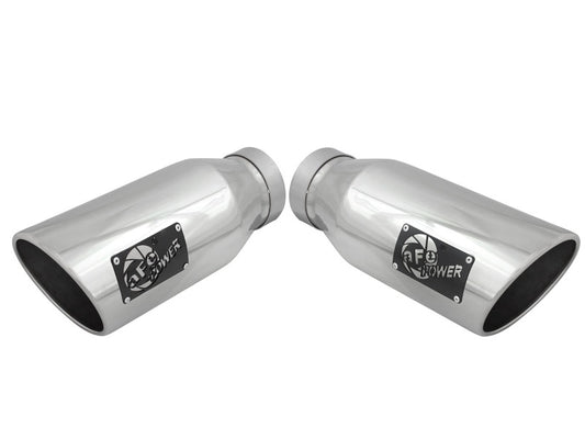 aFe MACH Force-XP 304 SS Single Wall Polished Exhaust Tip Pair 4in Inlet x 6in Outlet x 15in L - Burkken Auto Parts