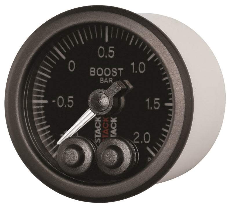 Autometer Stack 52mm -1 to +2 Bar (Incl T-Fitting) Pro-Control Boost Pressure Gauge - Black - Burkken Auto Parts