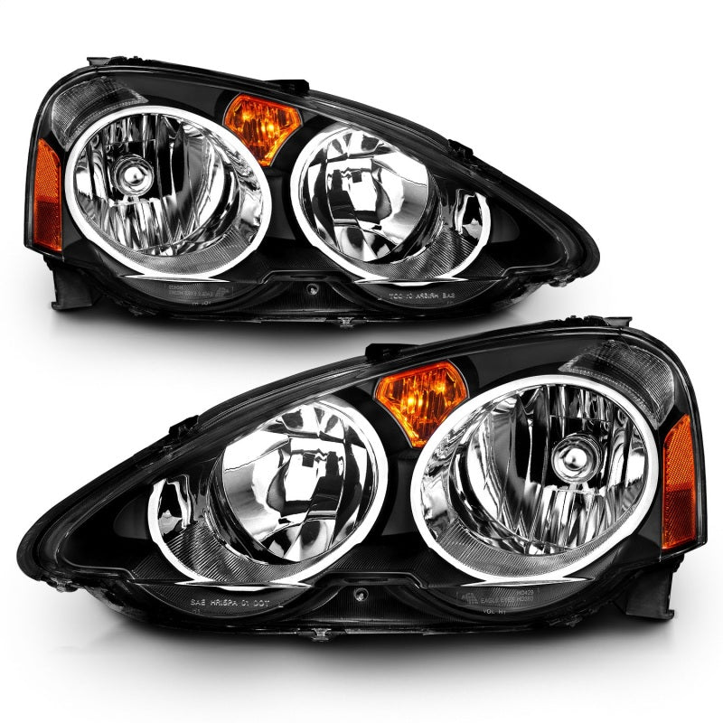 ANZO 2002-2004 Acura RSX Crystal Headlights Black - Burkken Auto Parts