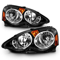 ANZO 2002-2004 Acura RSX Crystal Headlights Black - Burkken Auto Parts