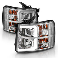 ANZO 2007-2013 Chevy Silverado 1500 Projector Plank Style Chrome Amber - Burkken Auto Parts