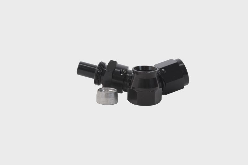 Aeromotive PTFE Hose End - AN-08 - 45 Deg - Black Anodized - Burkken Auto Parts