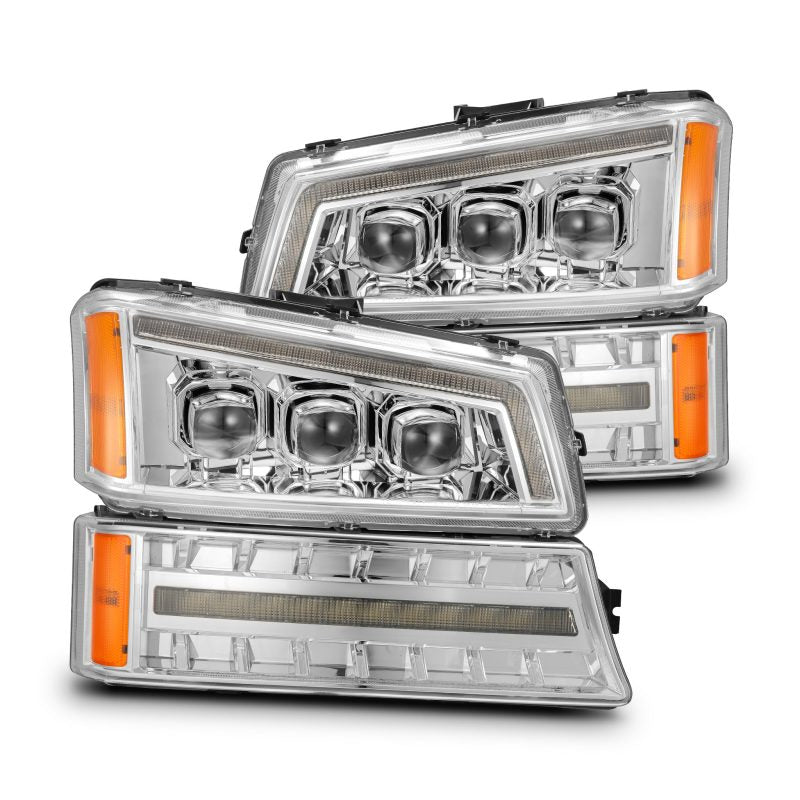 AlphaRex 03-06 Chevy Silverado 1500/2500HD/3500HD/Avalanche Chrome NOVA LED Proj Headlights - Burkken Auto Parts