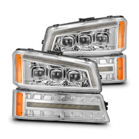 AlphaRex 03-06 Chevy Silverado 1500/2500HD/3500HD/Avalanche Chrome NOVA LED Proj Headlights - Burkken Auto Parts