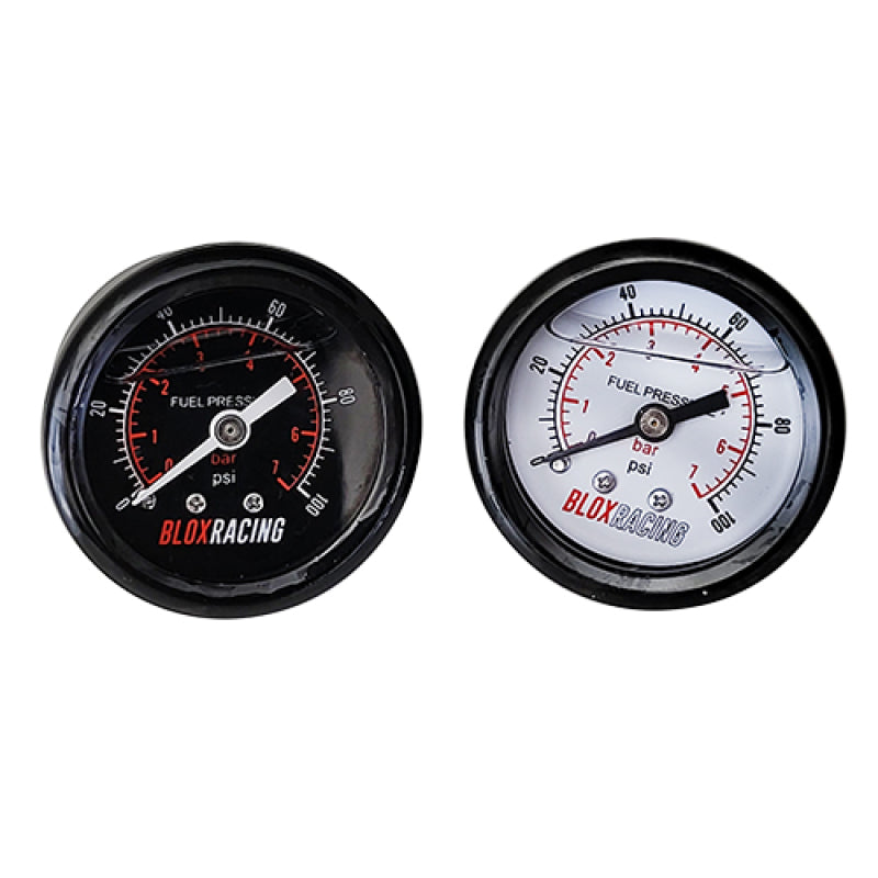 BLOX Racing Liquid-Filled Fuel Pressure Gauge 0-100psi (White Face) - Burkken Auto Parts