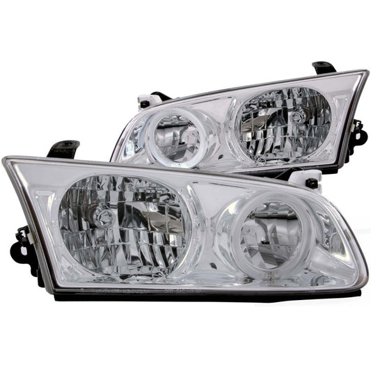 ANZO 2000-2001 Toyota Camry Crystal Headlights w/ Halo Chrome - Burkken Auto Parts