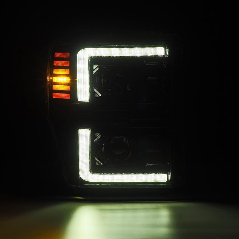 AlphaRex 08-10 Ford F250-550 PRO-Series Projector headlights Alpha-Black w/Activ Light/Seq Signal - Burkken Auto Parts