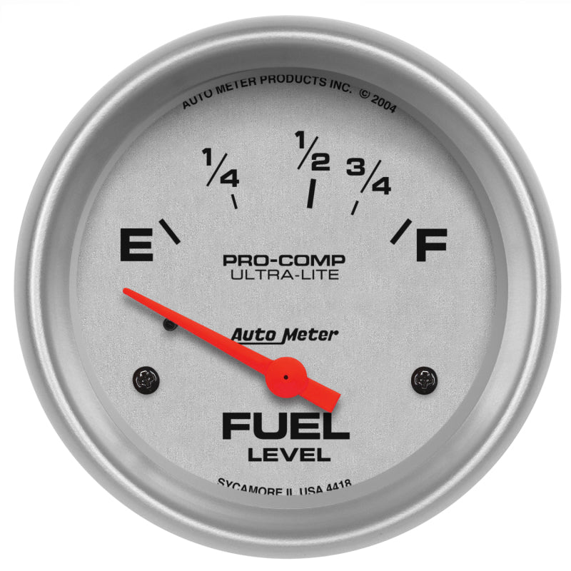 AutoMeter Gauge Fuel Level 2-5/8in. 16 Ohm(e) to 158 Ohm(f) Elec Ultra-Lite - Burkken Auto Parts