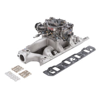 Edelbrock Manifold And Carb Kit Performer RPM Small Block Chevrolet 1957-1986 Natural Finish - Burkken Auto Parts