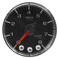 Autometer Spek-Pro Gauge Tach 2 1/16in 8K Rpm W/ Shift Light & Peak Mem Blk/Chrm - Burkken Auto Parts
