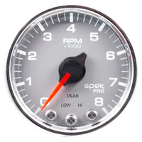 Autometer Spek-Pro Gauge Tach 2 1/16in 8K Rpm W/ Shift Light & Peak Mem Slvr/Chrm - Burkken Auto Parts