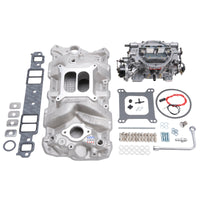 Edelbrock Manifold And Carb Kit Performer RPM Small Block Chevrolet 1957-1986 Natural Finish - Burkken Auto Parts